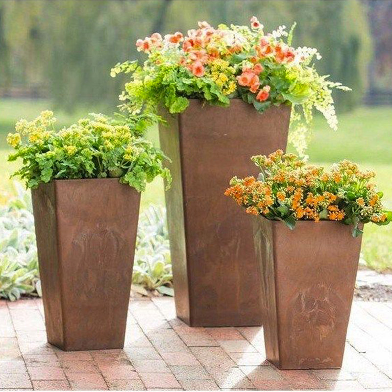 Sea-iridescent Large number of flower pots minimalist made of old high cylinder decorated outdoor malls European-style style garden plant basin