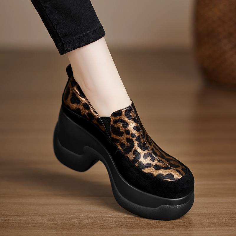 2026 Spring New Style Single Shoes for Petite Women, Thick-Soled Wedge Heels, Leopard Print Loafers, Comfortable Waterproof Platform High Heels 2026 Spring New Style Single Shoes for Petite Women, Thick-Soled Wedge Heels, Leopard Print Loafers, Comfortable Waterproof Platform High Heels