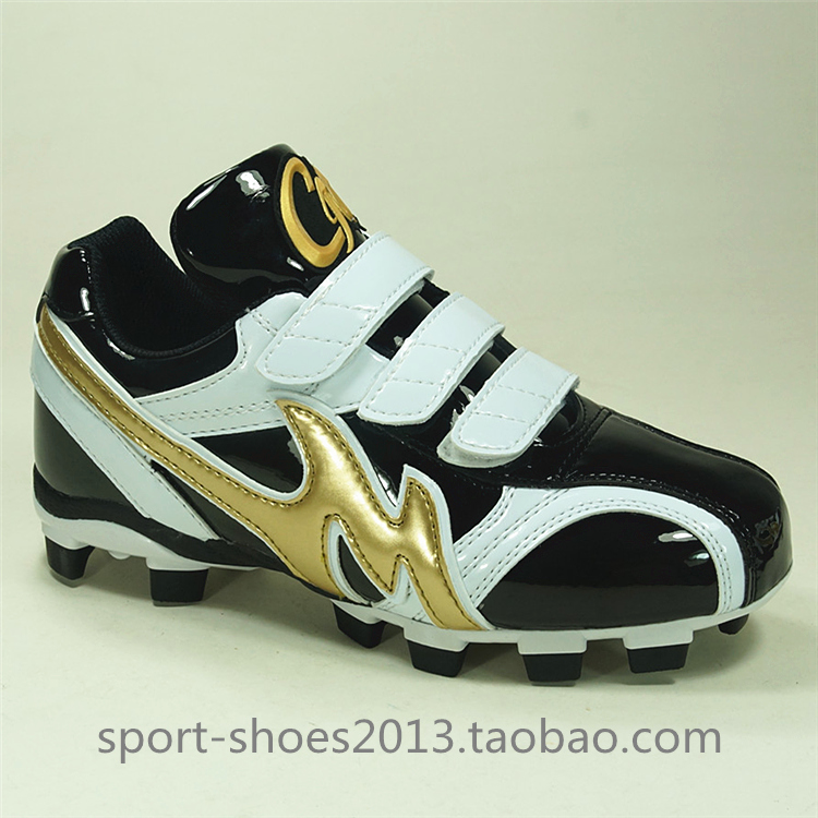 Baseball shoes Adhesive nails professional softball shoes factory custom direct sales magic tape black and white gold