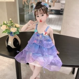 Летнее платье для девочек, жилет, наряд маленькой принцессы, костюм, в западном стиле