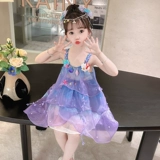 Летнее платье для девочек, жилет, наряд маленькой принцессы, костюм, в западном стиле