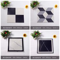 Nordic black and white flower brick tiles 300x300 toilet wall brick retro antique small flower brick kitchen floor tiles