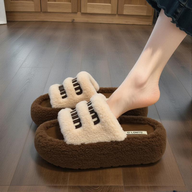 【Lamb Wool】Thick-Soled Furry Slippers for Women, Suitable for Outdoor Wear, 2025 New Autumn and Winter Model, Fleece-Lined, Non-Slip, Soft-Soled, Slip-On Cotton Slippers 【Lamb Wool】Thick-Soled Furry Slippers for Women, Suitable for Outdoor Wear, 2025 New Autumn and Winter Model, Fleece-Lined, Non-Slip, Soft-Soled, Slip-On Cotton Slippers
