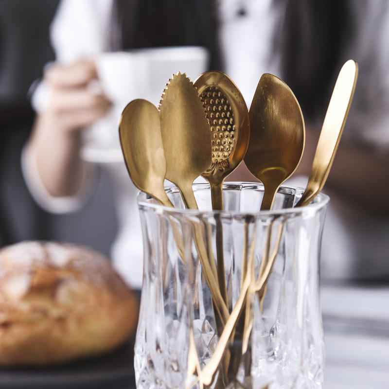Cherry on Flower 304 Stainless Steel Spoon Sweet Spoons Creative Coffee Stir Spoon Bull Oil Rag Fruit Spoon Western Meal