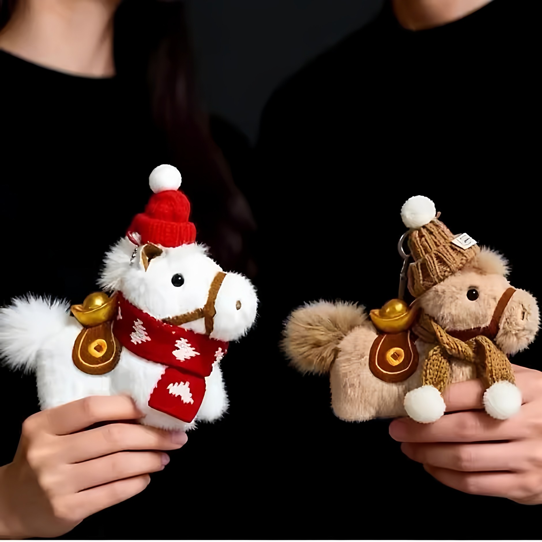 Original Super Cute New Year Pony Backpack Pendant Keychain Gift for Girlfriend Car Hanging Ornament Student Decoration