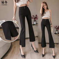 Flared pants womens 2020 Summer new high waist thin black small man nine micro Lamas pants