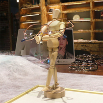 Creative glasses display props window display decorative ornaments solid wood human-shaped sunglasses glasses display stand