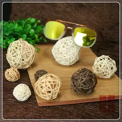 Retro glasses display Props sunglasses decoration myopia glasses display stand wooden rattan ball colored ball