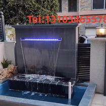 Stainless steel waterfall outlet artificial curtain wall rockery outlet LED lamp water circulation European style finished water dispenser