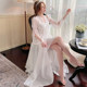 Morning gown female bride's wedding high-end sense long pajamas nightdress dressing gown nightgown luxury lace suspenders two-piece set