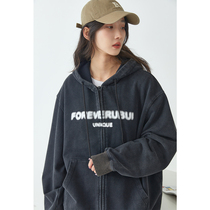 UBUIE Dry Fish Design Sensation with hat zipped jacket Girl 2022 Spring black fainting Alphabet Sweatshirt