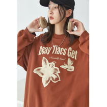 UBUIE Dry Fish Round Collar Loose Sweatshirt Woman Han Edition Lazy Wind 2022 New Spring Printed Design Sensation Blouse