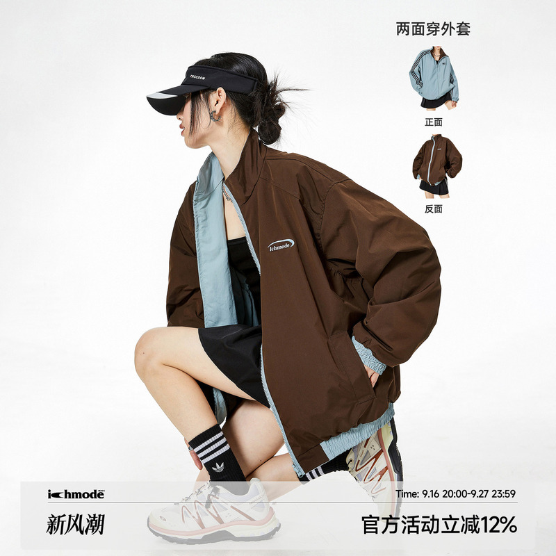 Ich Mode American Style Reversible Cardigan Jacket for Women, Autumn Loose Casual Sports Jacket Top 2026 New Model Ich Mode American Style Reversible Cardigan Jacket for Women, Autumn Loose Casual Sports Jacket Top 2026 New Model