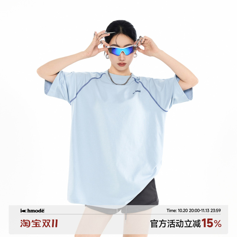 Ich Mode Hasselblad Line Outdoor Sports Short-Sleeved T-Shirt for Women, New Summer Style, Loose Half-Sleeve Five-Quarter Sleeve Top
