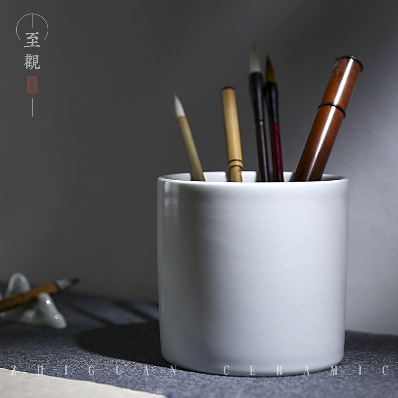 (to view) Jingdezhen Brief Creative Retro Ancient Wind Ceramic Brush Pen Pen Holder Office Wen Room Tea Room Utensils