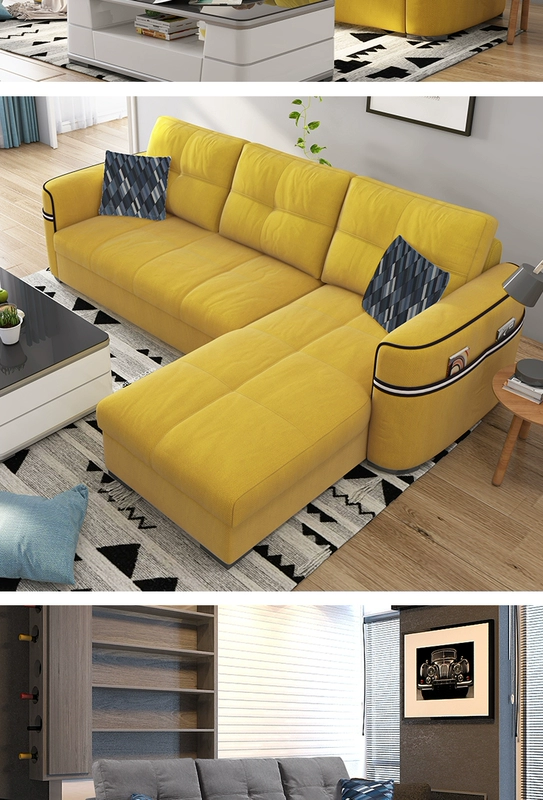 Sofa trái và phải chức năng Sofa hiện đại Sofa giường Chaise góc kích thước nhỏ lưu trữ sofa vải DZY5002 - Ghế sô pha