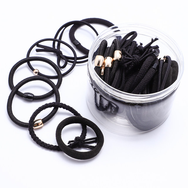 Hairband Women's Simple Temperament Hairband Black Leather Case Girls' Rubber Band Tie Women's Hair Tie Korean Version Internet Celebrity Hairband Head Accessories