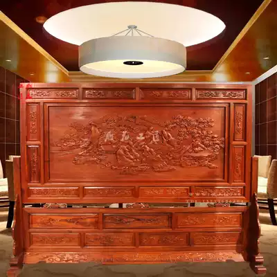 Solid wood floor-to-ceiling large screen living room new Chinese style entrance partition mahogany seat screen horse to success flower blooming rich plug-in screen