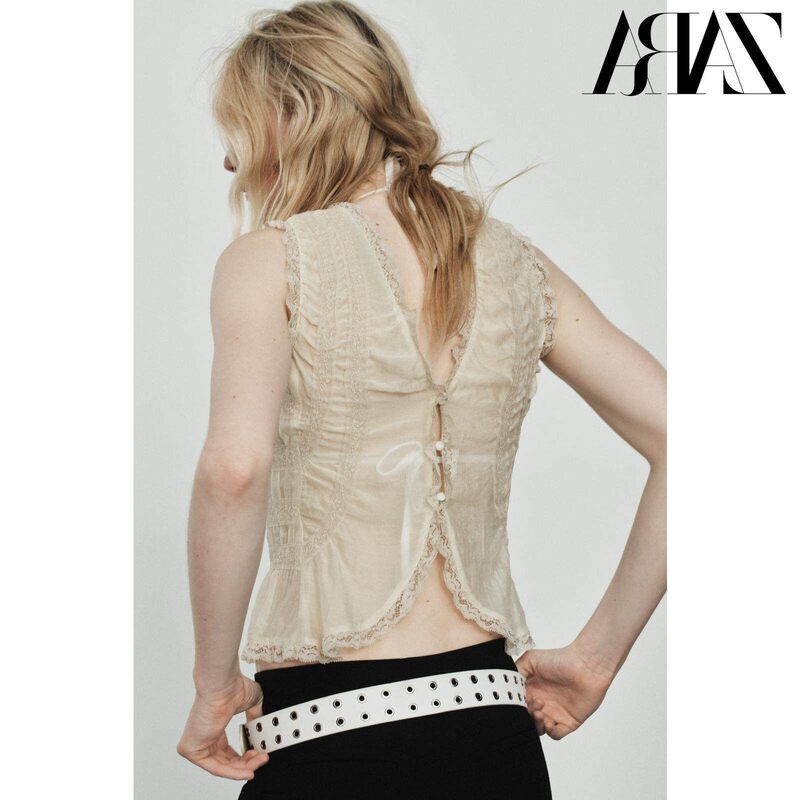 Domestic 2026 New Product Women's Clothing Sleeveless V-Neck Lace Drape Shirt 3067036 733 Domestic 2026 New Product Women's Clothing Sleeveless V-Neck Lace Drape Shirt 3067036 733