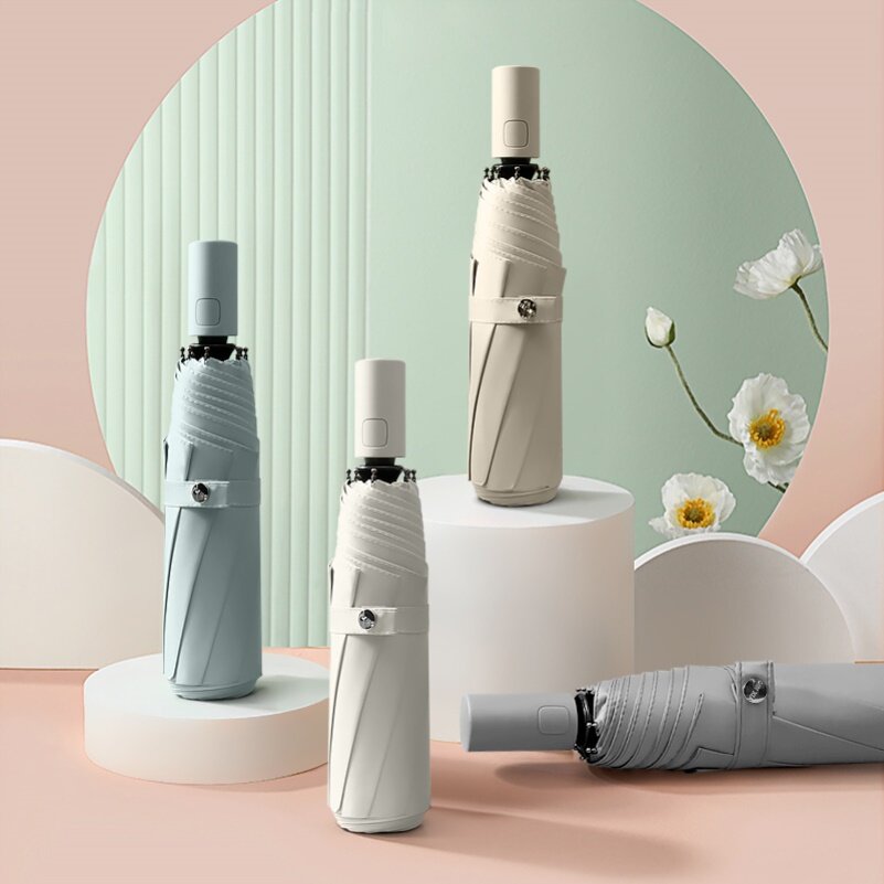 Fully automatic sunny umbrella dual-use small fresh folding sunshade female student sunscreen anti-UV sunshade ins - Taobao