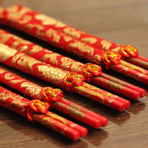 Wedding chopsticks bowl Dragon and phoenix chopsticks set Wedding supplies Daquan Wedding festive big red chopsticks Disposable red chopsticks