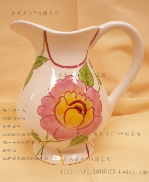 Hand-Painted Ceramic Single-Handle Vase, Water Jug/Milk Jug/Flower Vase/Flower Pot, Ceramic Hand-Painted Pastoral Style for New Homes Hand-Painted Ceramic Single-Handle Vase, Water Jug/Milk Jug/Flower Vase/Flower Pot, Ceramic Hand-Painted Pastoral Style for New Homes