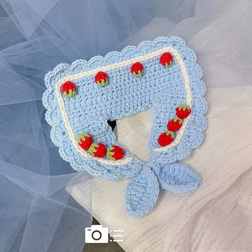 Чокер, клубника ручной работы, накидка, плетеный шарф, аксессуар, набор материалов, кот, домашний питомец, DIY