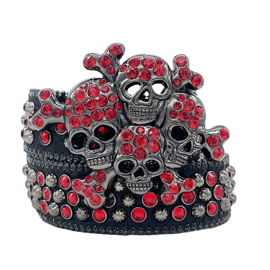 New ghost head punk, rhinestone belt.