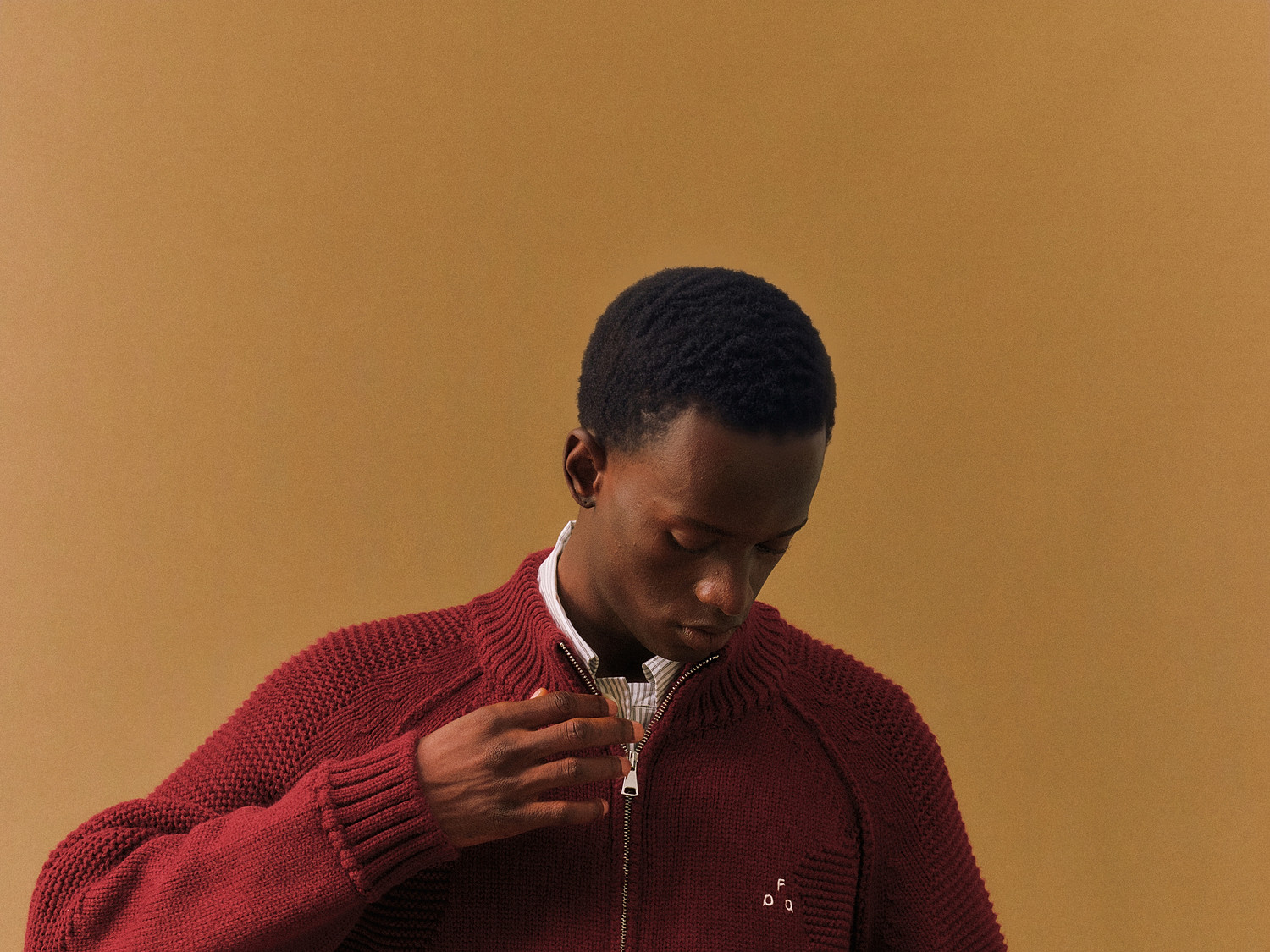 FPA Space-Dyed Zip-Up Cutout Sweater