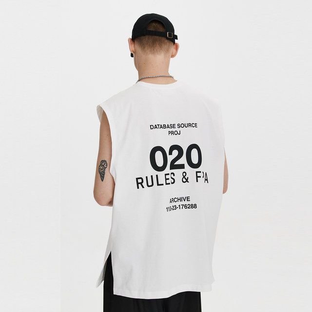 FPA text typesetting printed vest summer fashion national fashion brand sports fitness outer vest vest ເສື້ອກິລາບານບ້ວງຝ້າຍບໍລິສຸດ sleeveless t-shirt