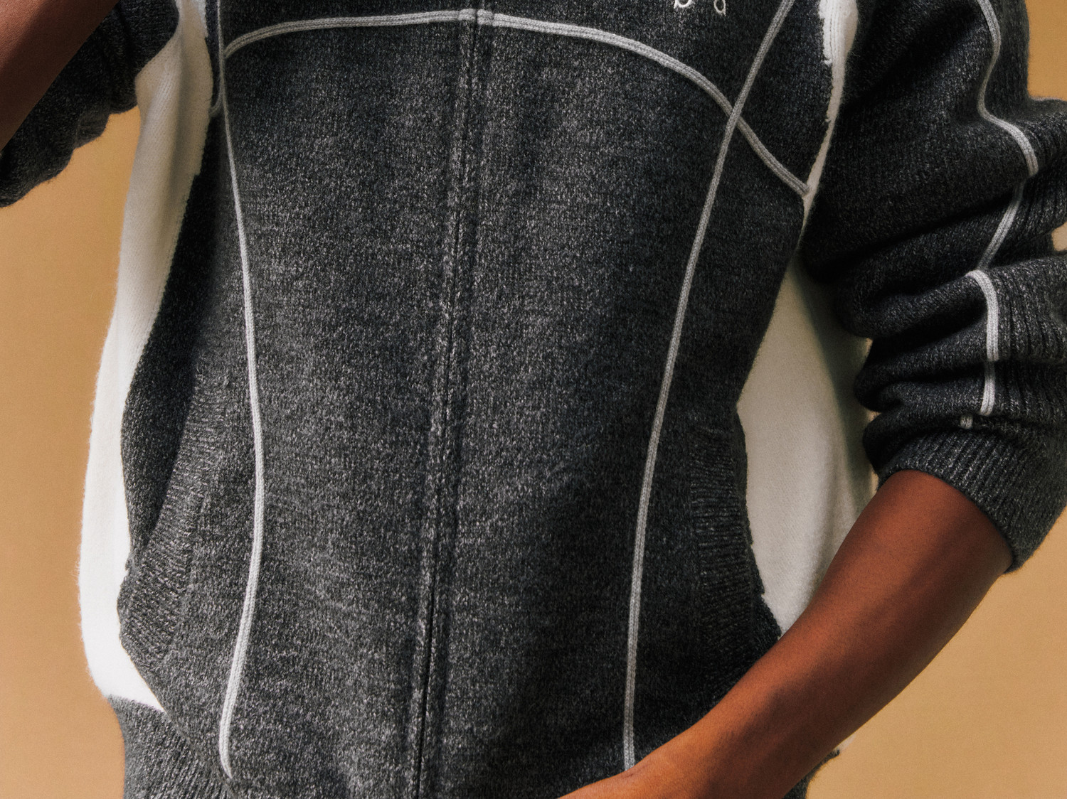 FPA Color-Block Zip-Up Knit Sweater