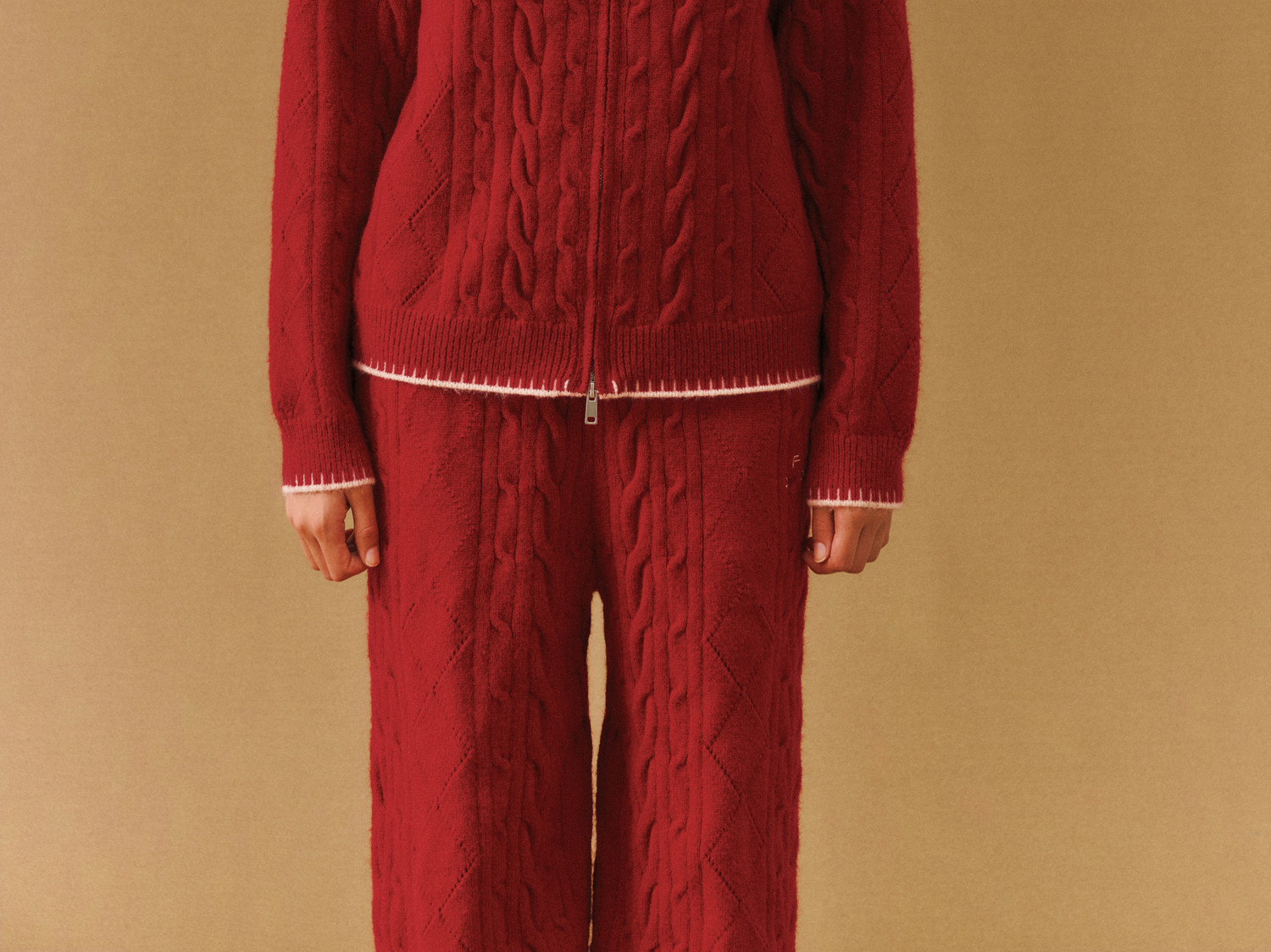 FPA Cable-Knit Color-Block Zip-Up Cardigan
