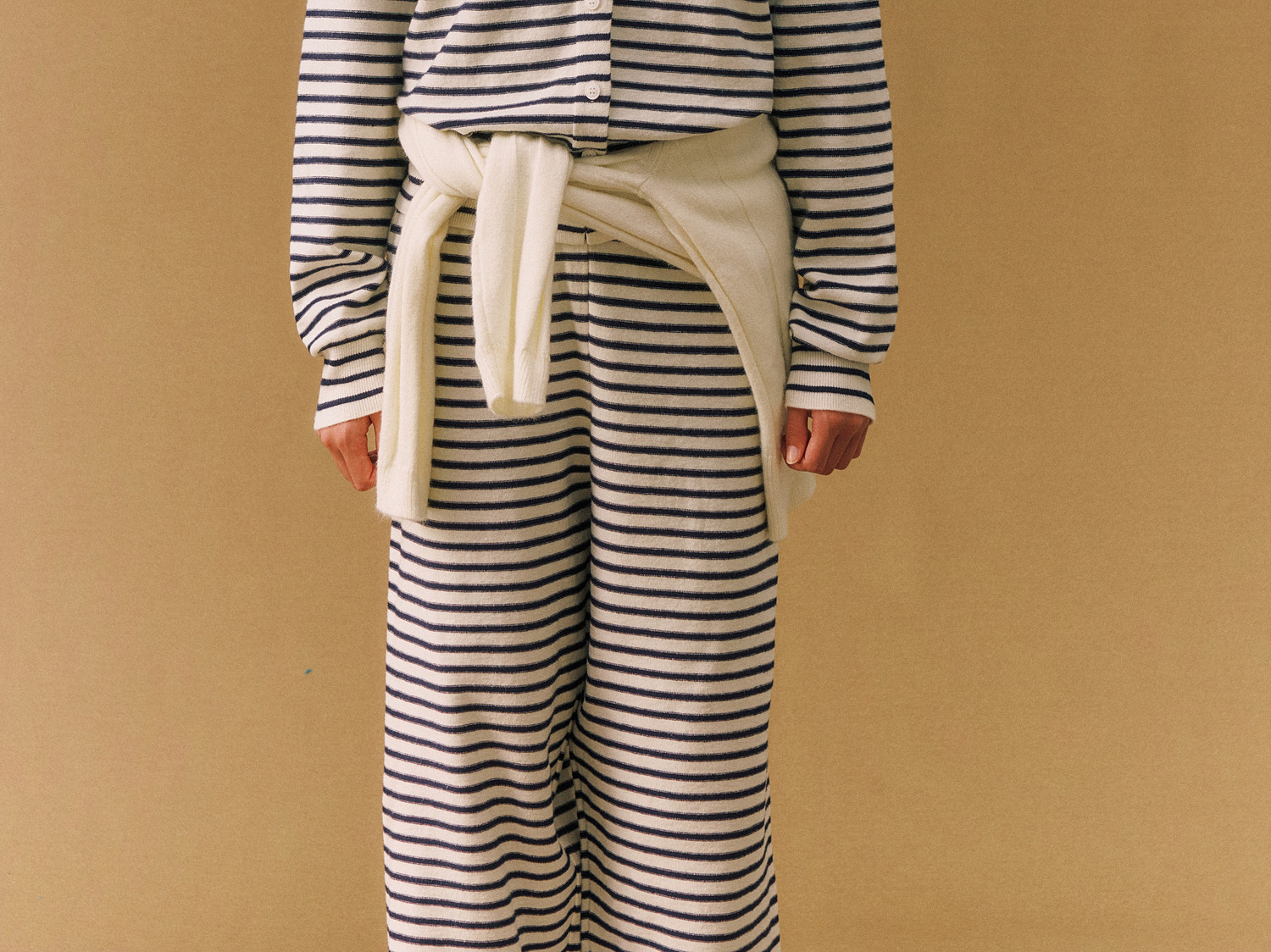 FPA Striped Crew Neck Button-Up Sweater