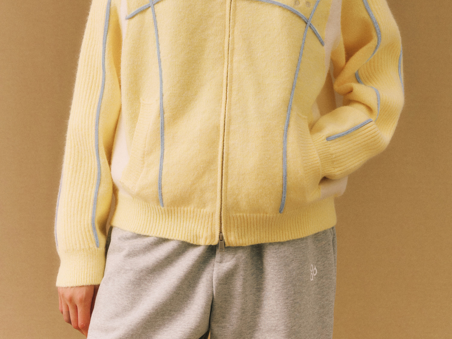 FPA Color-Block Zip-Up Knit Sweater