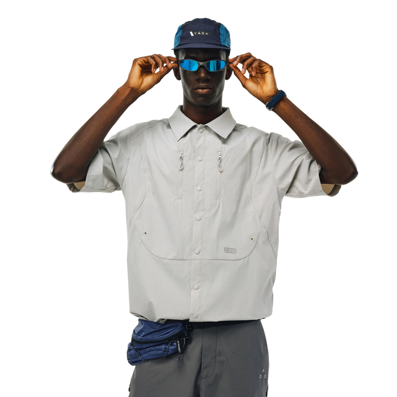 Fpa Sports Structure Double-Stitched Reflective Short-Sleeve Shirt, Chinese Trendy Brand Summer Loose-Fitting Couple's Turn-Down Collar Half-Sleeve Shirt for Men