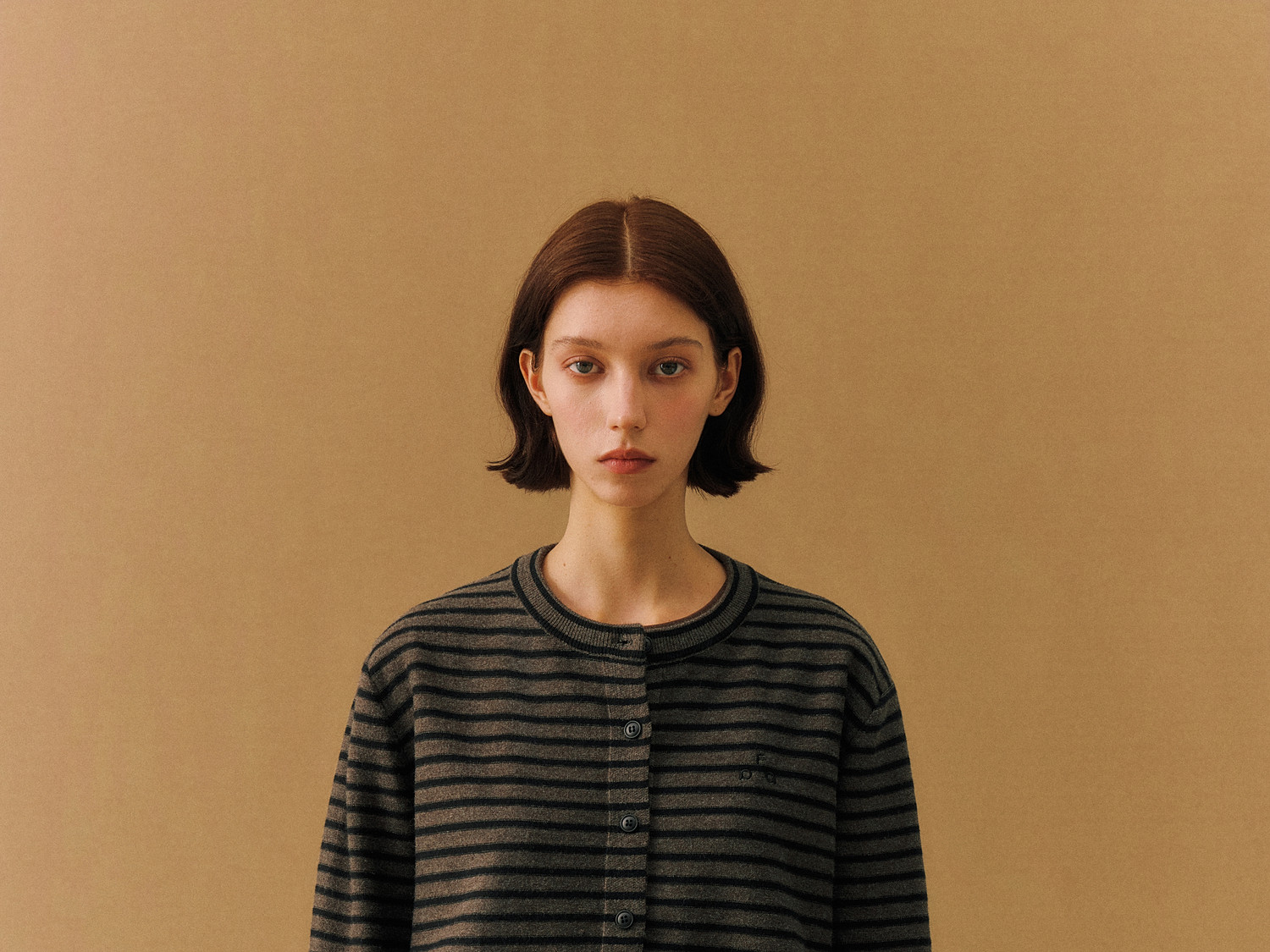 FPA Striped Crew Neck Button-Up Sweater