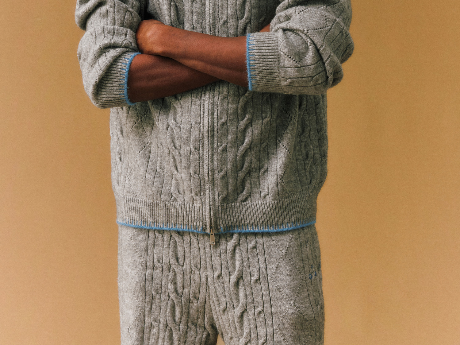 FPA Cable-Knit Color-Block Zip-Up Cardigan