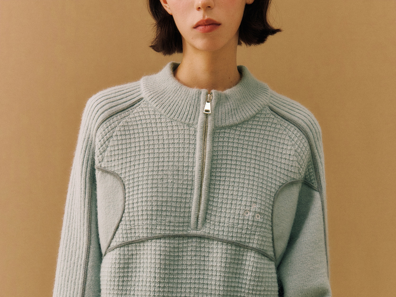 FPA Half-Zip Color-Block Jacquard Sweater