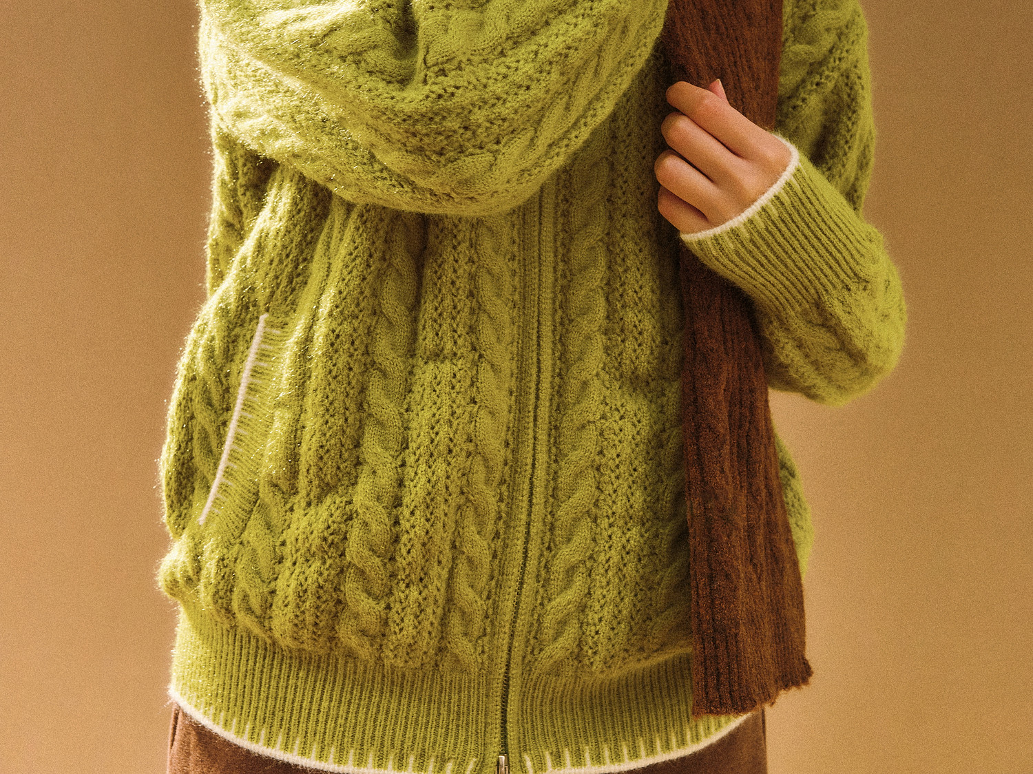 FPA Cable-Knit Color-Block Cardigan