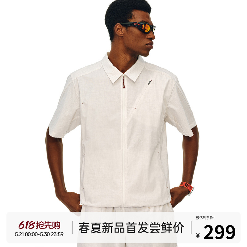 Fpa Fine-Grained High-Density Short-Sleeved Shirt 2026 New Summer Casual Lapel Suit Zipper Shirt