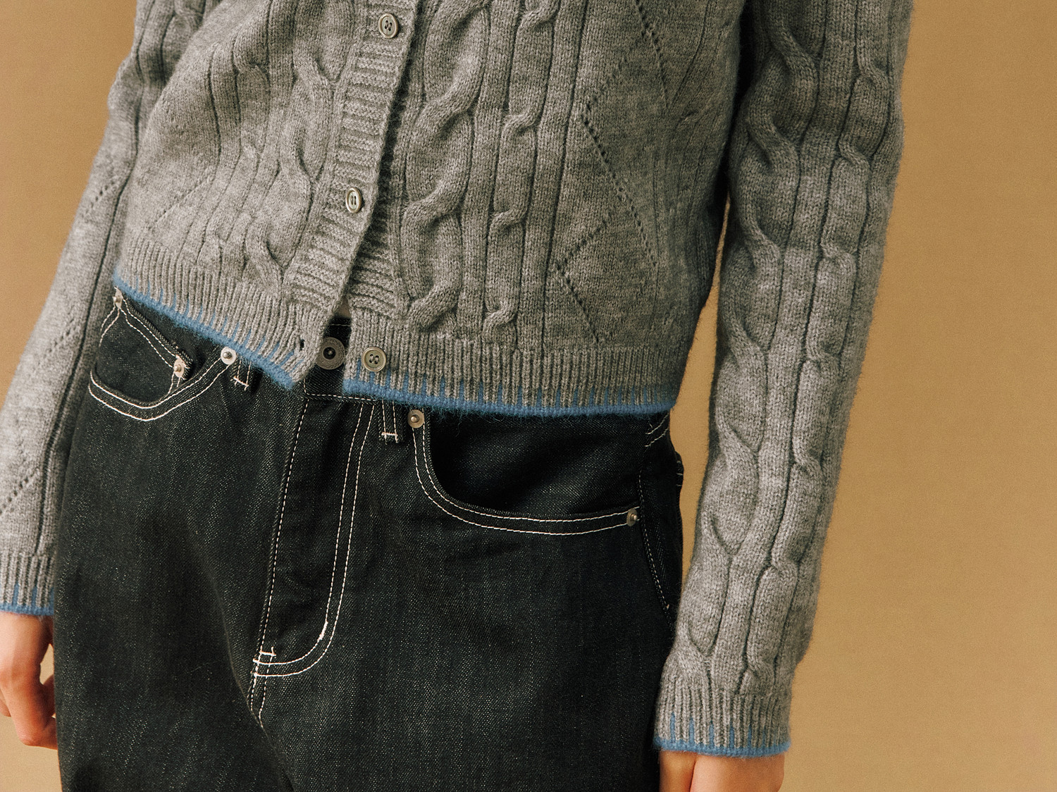FPA Color-Block Cable-Knit Cardigan