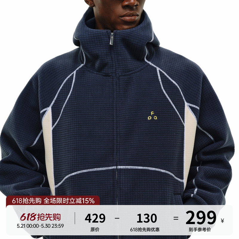 Fpa Color-Blocked Checkered Velvet Patchwork Sports Casual Zip-Up Sweatshirt Fpa Color-Blocked Checkered Velvet Patchwork Sports Casual Zip-Up Sweatshirt