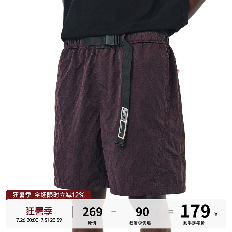 Fpa Textured Plaid Cargo Shorts, Chinese Trendy Brand, Summer Loose Straight-Leg Sports Fitness Basketball Shorts