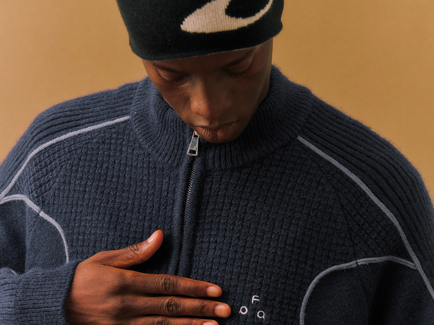 FPA Half-Zip Color-Block Jacquard Sweater