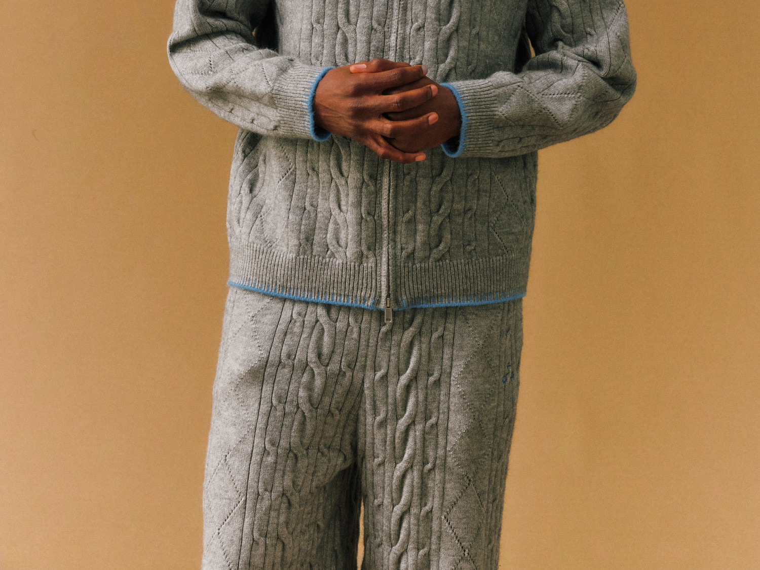 FPA Cable-Knit Color-Block Zip-Up Cardigan