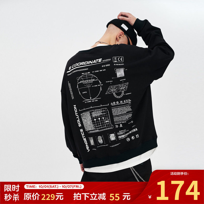 FPA (VENGETICE) Spring Fingerprint System Sweater National Tide Round Neck Ding Yuxi Same Style Long Sleeve Couple