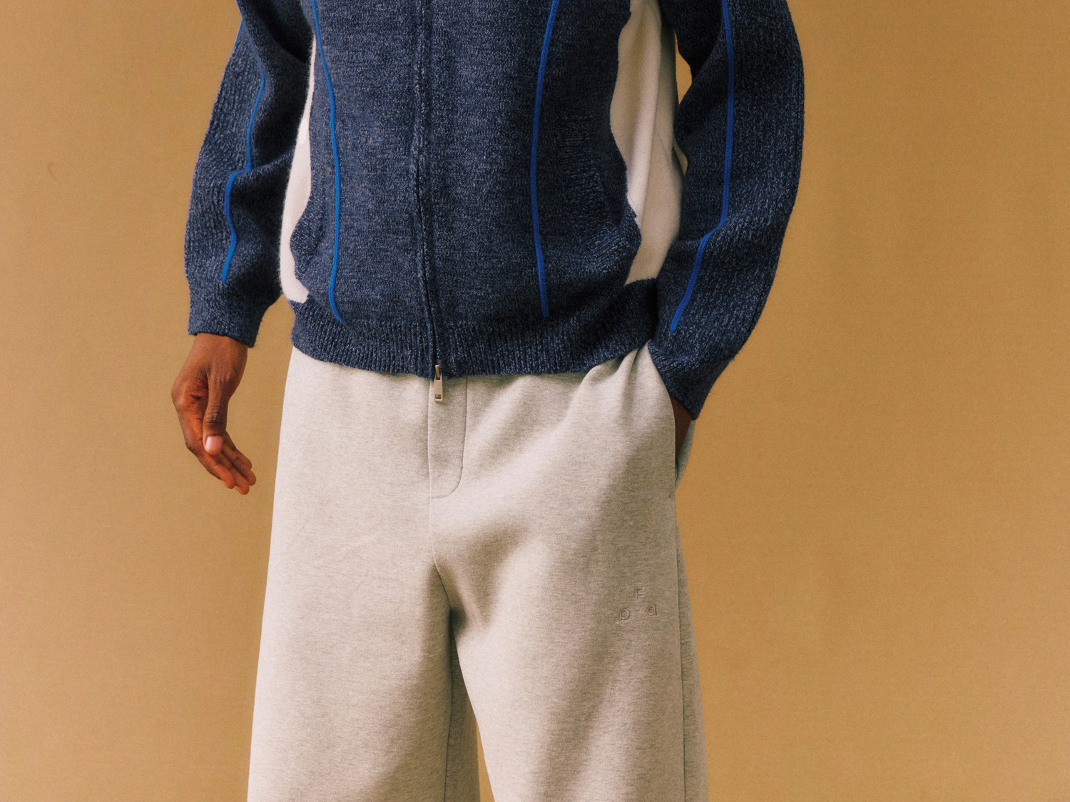 FPA Color-Block Zip-Up Knit Sweater