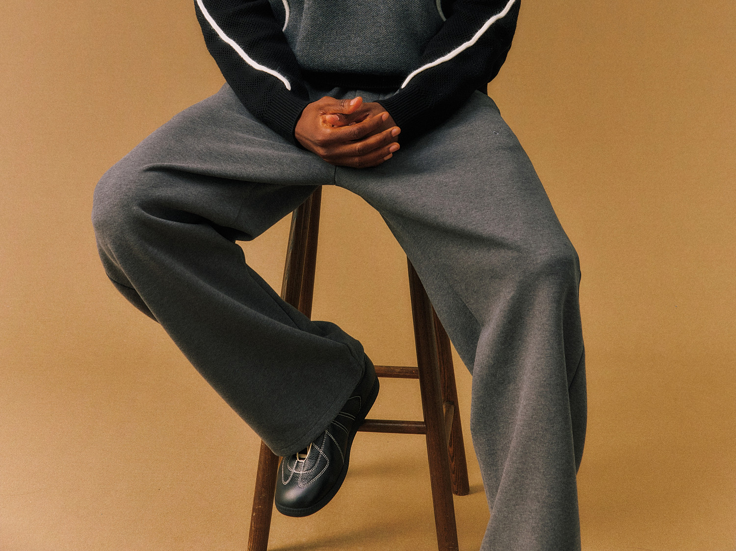 FPA Color-Block Curved Crewneck Sweater