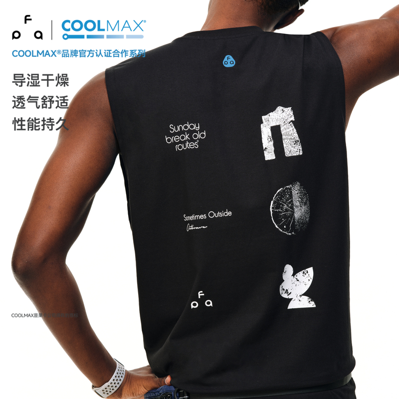 Fpa Coolmax Natural Energy Pattern Text Sports Vest Fitness Running Outdoor Vest Sleeveless T-Shirt