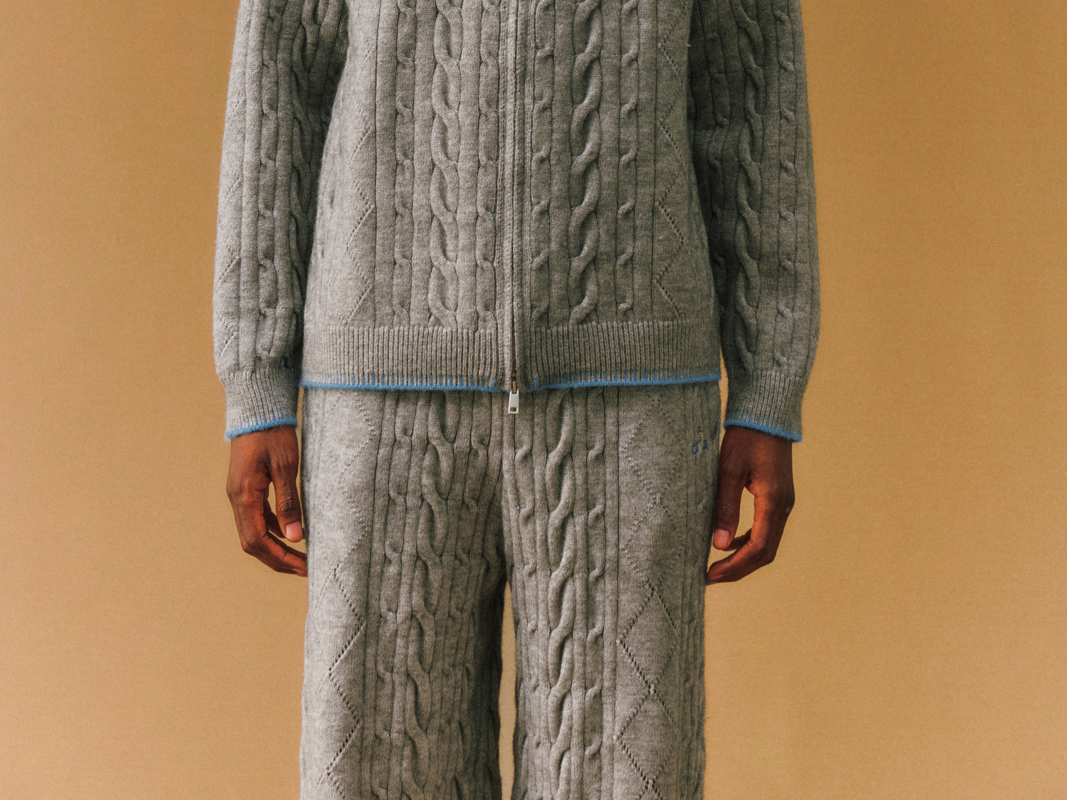 FPA Cable-Knit Color-Block Zip-Up Cardigan